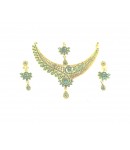 Necklace Set with Maang Tikka, Gold and Green Color, Rama-L, 1222, Special Jewelry